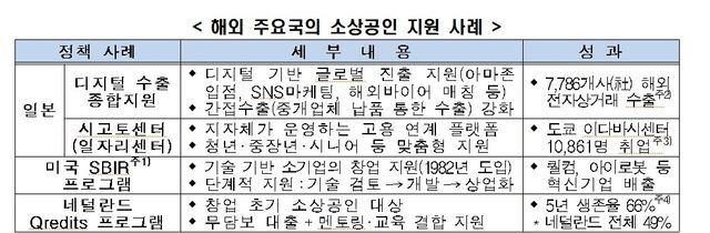 해외 주요국의 소상공인 지원사례