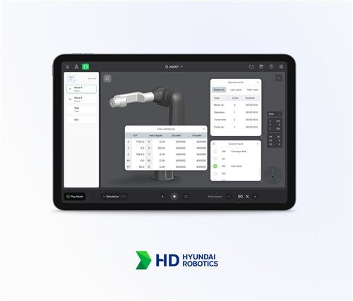 HD현대로보틱스가 자체 개발한 티치펜던트 UI