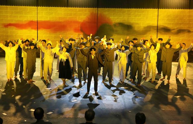 12일 국기원 중앙수련장에서 열린 태권도 공연 '광복' 쇼케이스 모습.