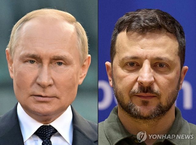 블라디미르 푸틴 러시아 대통령과 볼로디미르 젤렌스키 우크라이나 대통령