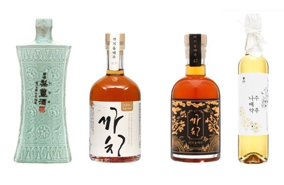 (왼쪽부터) 이강주, 까치돌배주, 프리미엄 까치돌배주, 나주배약주