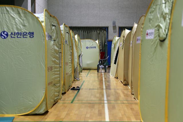 충남 예산 삽교중 임시대피소