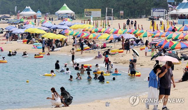 물놀이 즐기는 피서객들