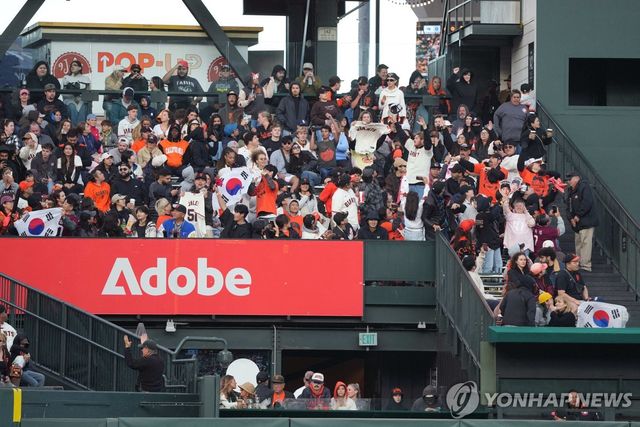 이정후와 김하성 경기를 보기 위해 경기장을 찾은 한국 팬들. 