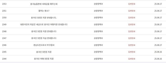 경남도청 홈페이지에 올라온 글들