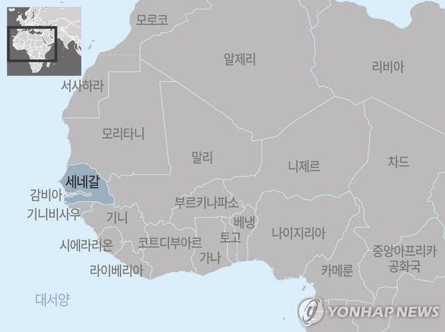 아프리카 세네갈 지도