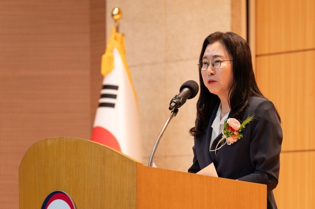 이미선 신임 기상청장이 18일 취임식에서 발언하고 있다. [기상청 제공. 재판매 및 DB 금지]