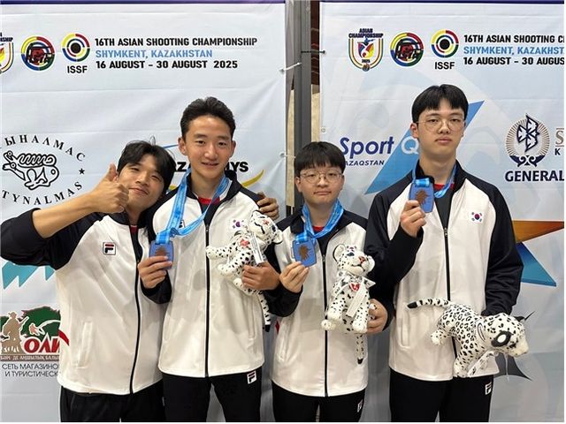 단체전 동메달을 딴 공기권총 남자 유소년팀