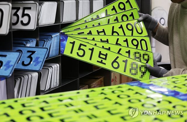 고액 법인차 연두색 번호판