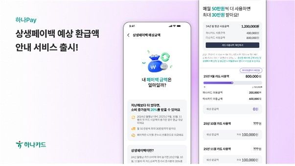 하나카드 상생페이백 예상 환급액 안내 서비스