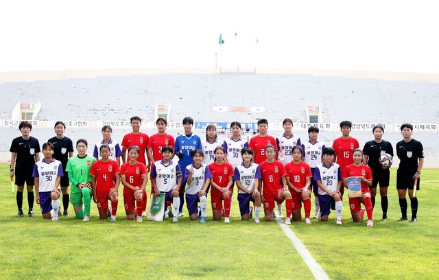 작년 한중일 주니어 종합경기대회에 참가한 한국 여자축구팀 