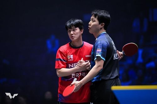 WTT 유럽 스매시 남자복식에 나선 안재현(왼쪽)과 임종훈