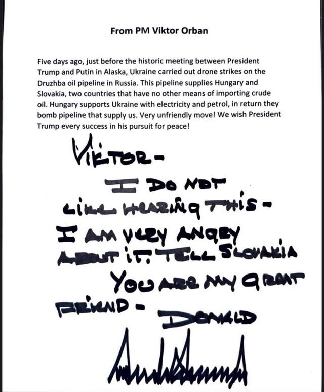 헝가리 여당이 SNS에 게시한 서한