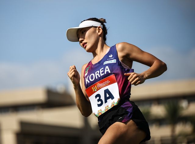 지난달 계주 세계선수권대회 당시 성승민의 경기 모습