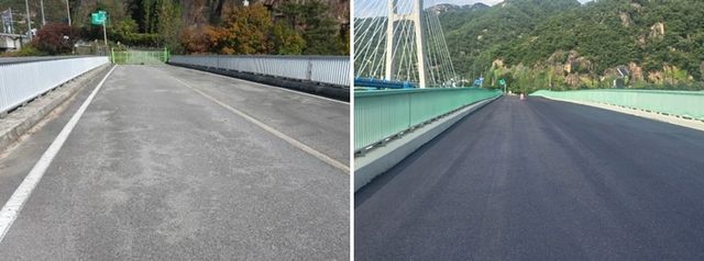 옛 청풍교 보수공사 전후 모습