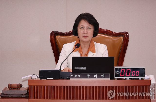 발언하는 추미애 위원장