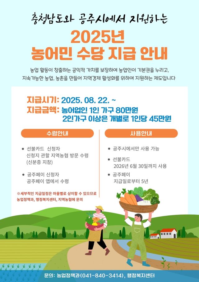 충남 농어민수당 지급 안내