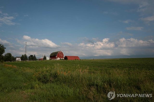 지난 7월 9일(현지시간) 미국 위스콘신주 클린턴 인근의 한 농장에 축사가 서 있다. 트럼프 행정부는 이날 중국인과 미국에 적대적인 국가 출신의 미국 농지 소유를 금지할 계획이라고 밝혔다. [Getty Images via AFP=연합뉴스 자료사진]