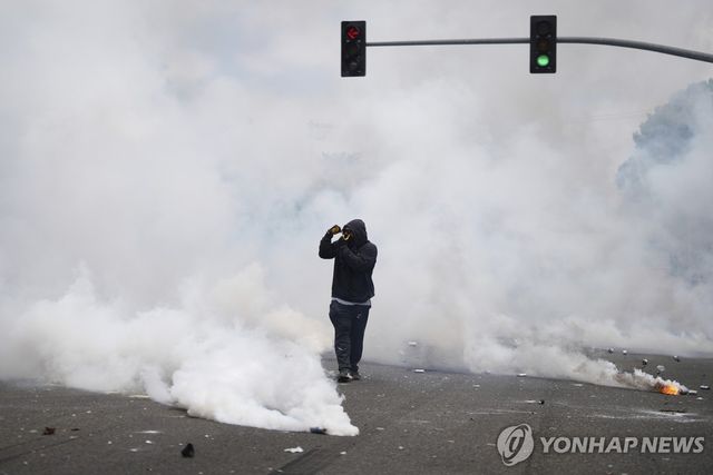 로스앤젤레스에서 지난 6월 발생한 불법체류자 단속 항의 시위