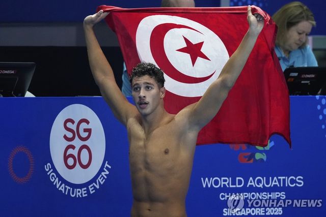 남자 자유형 1,500ｍ에서 우승한 아흐메드 자우아디.
