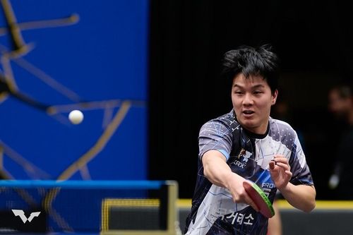 남자 탁구 대들보 안재현의 경기 장면