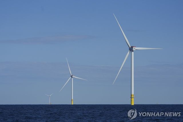 미국 로드아일랜드 연안의 풍력발전기