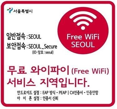와이파이서비스지역 안내 표지