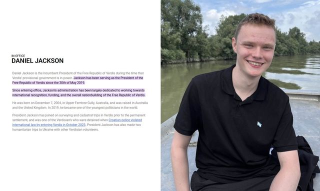 '베르디스 자유공화국 임시정부 대통령' 대니얼 잭슨