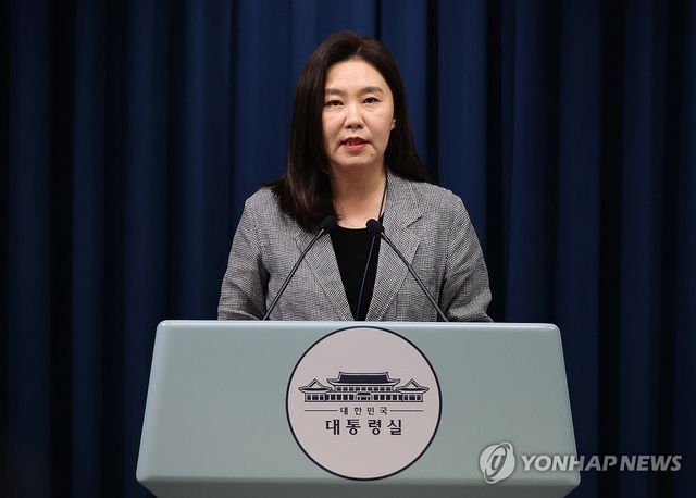 브리핑하는 강유정 대변인