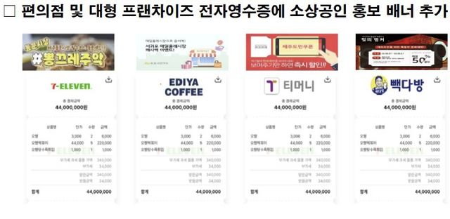 전자영수증을 통해 소상공인 홍보