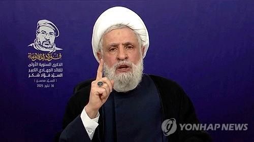 지난달 30일(현지시간) TV 연설하는 헤즈볼라 수장