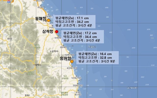 인근 지역 조석 비교