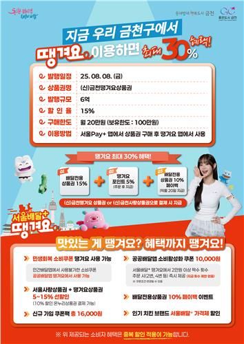 금천땡겨요상품권 추가 발행