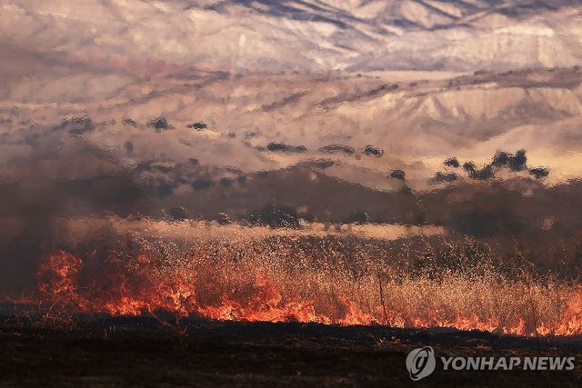 지난 4일 캘리포니아 들판에 타오르는 불길