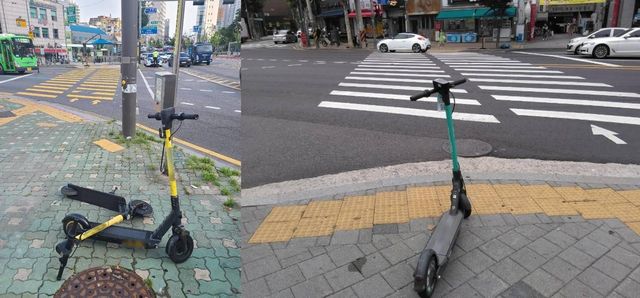 길 위의 공유 전동킥보드