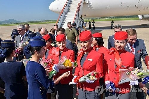 평양-모스크바 첫 직항 여객기 운행 재개 축하의식 진행