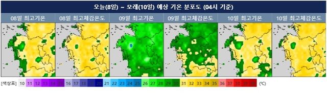 예상 기온 분포도