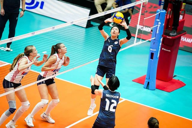 크로아티아와 경기에 나선 한국 U-21 여자배구 대표팀 선수들