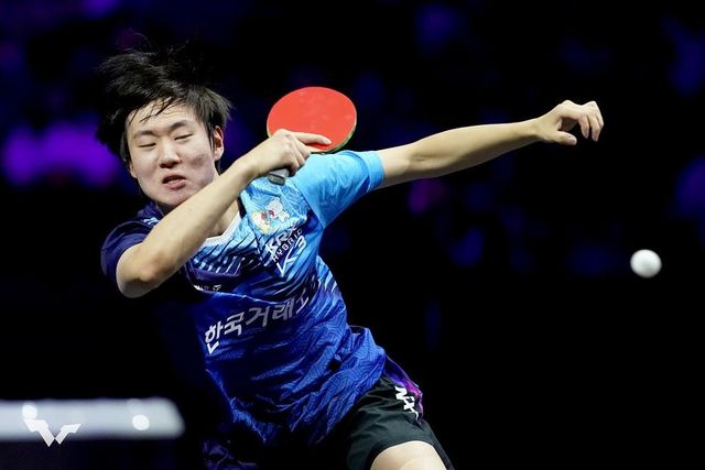 WTT 챔피언스 요코하마에 출전한 오준성의 경기 장면