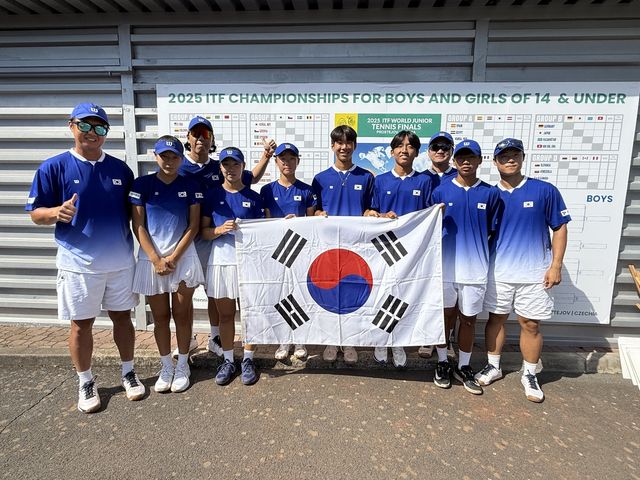 한국 U-14 남녀 테니스 국가대표 선수단.