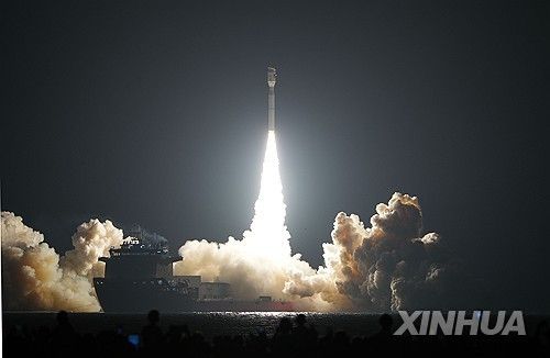 중국 산둥성 르자오 인근 해상에서 진행된 제룽(SD)-3 로켓 발사