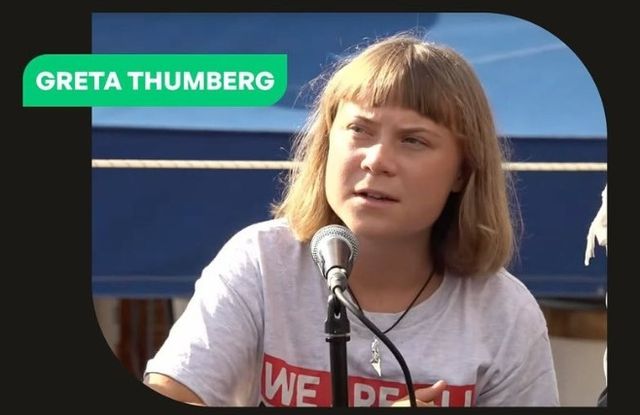 출항 전 행사에서 발언하는 그레타 툰베리