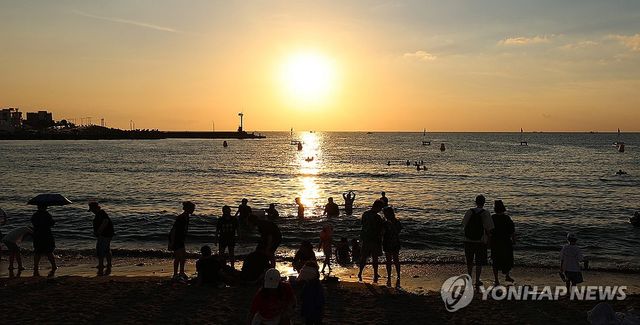 제주 여름 밤 해수욕장 