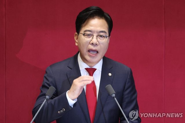 국민의힘 송언석 원내대표, 교섭단체 대표 연설