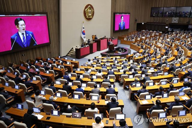 민주 정청래, 첫 국회 교섭단체 연설…내란종식·개혁·민생 강조
