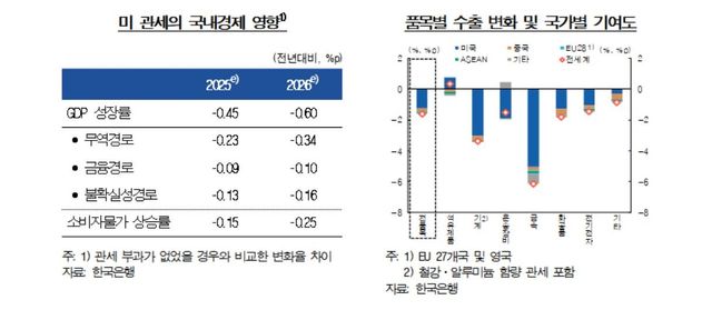 미국 관세의 국내 경제 영향 등