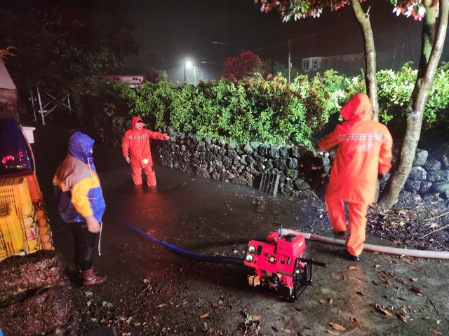 서귀포시 표선면 의귀리 주택 침수 현장