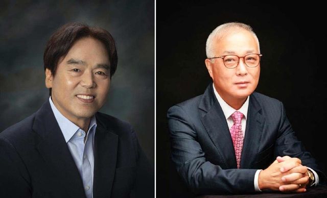 '대금정악' 보유자 임진옥(왼쪽) 씨와 '진주삼천포농악' 명예보유자 이부산 씨