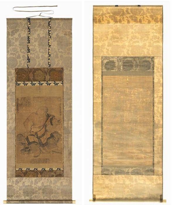 '고려 오백나한도' 앞(왼쪽)과 뒤(오른쪽) 모습 