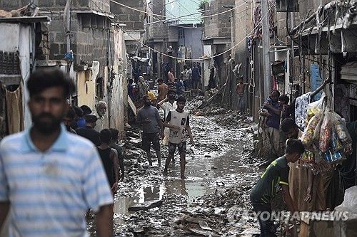 홍수 난 파키스탄 카라치